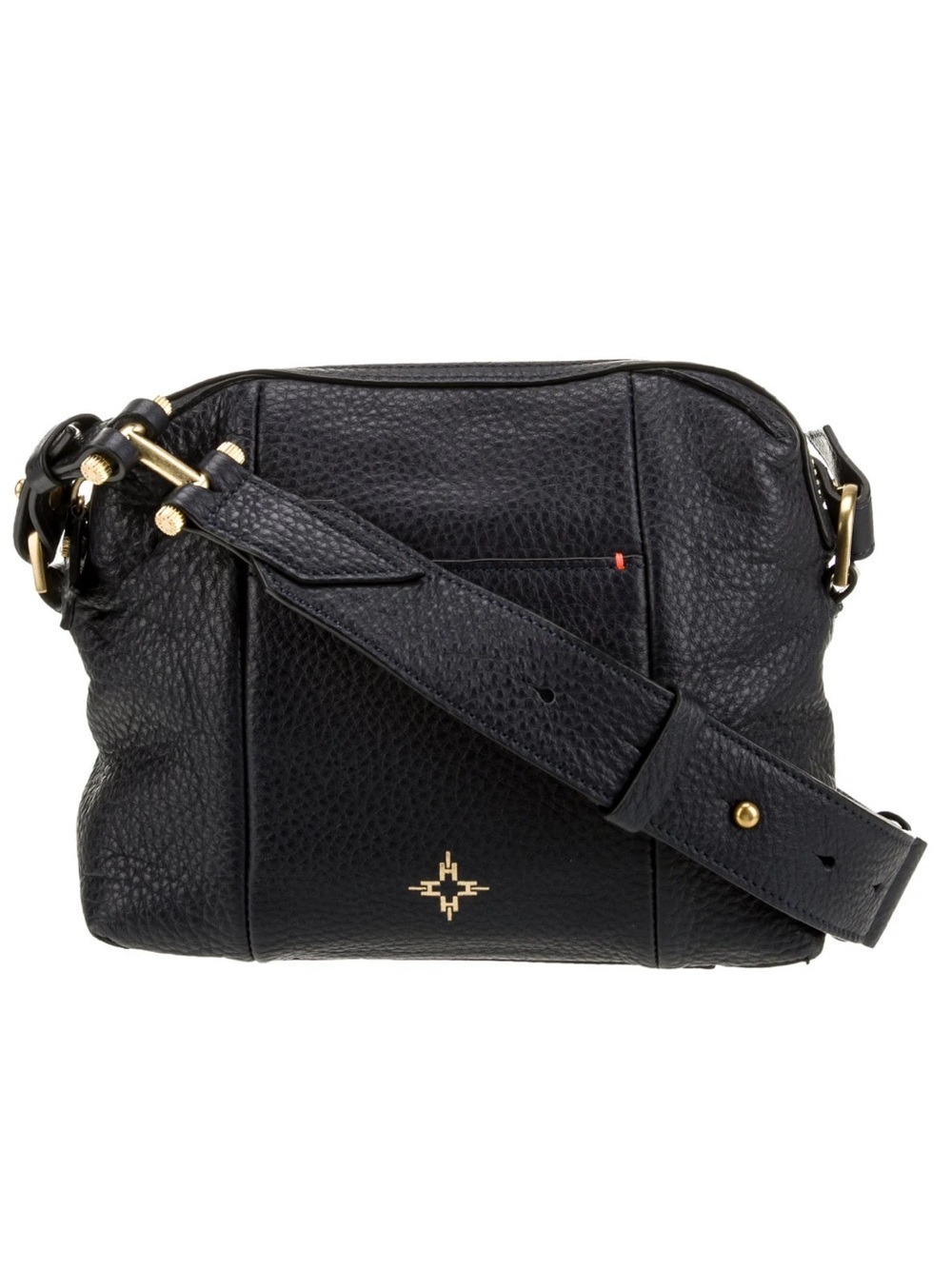 India Hicks dark blue pebbled leather crossbody purse with gold hardware